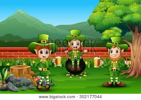 Cartoon Leprechaun In The Park For Parade Of Happy St Patricks Day Celebration