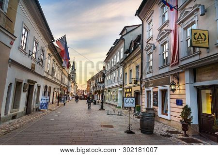 Kranj, Slovenia - October 25, 2018: On The Street Of Old Town Kranj In Slovenia