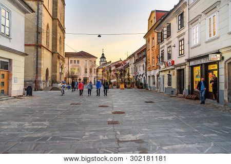 Kranj, Slovenia - October 25, 2018: On The Street Of Old Town Kranj In Slovenia