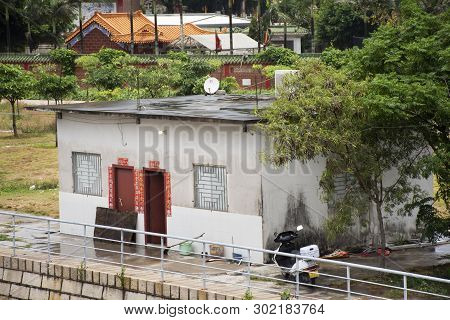 Small House Of Chinese People At Countryside Beside Nanbin Road Near Tiantan Temple In Tian Tan Gard