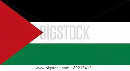 Flag Of Palestine. Vector Illustration. World Map