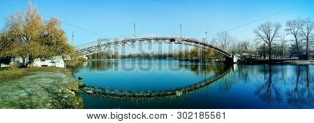 Panorama Of A Small Bridge Over The River In Novomoskovsk Ukraine