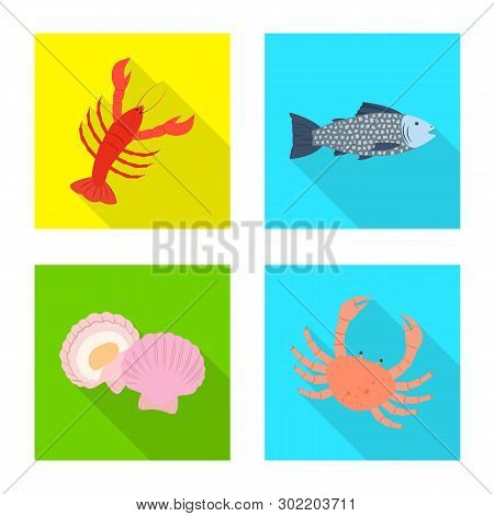 Vector Design Of Product And Ocean Icon. Set Of Product And Restaurant Vector Icon For Stock.