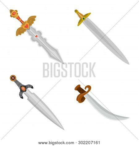 Vector Illustration Of Sword  And Dagger  Icon. Set Of Sword  And Weapon Stock Vector Illustration.