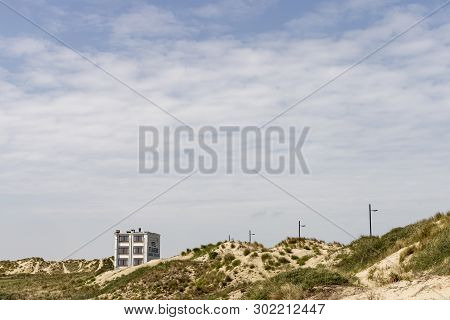 Westende, Belgium - May 11, 2019: The Quaint Little Hotel St Laureins In The Dunes By The Coast