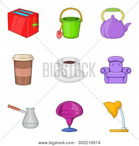Ancestral Home Icons Set. Cartoon Set Of 9 Ancestral Home Icons For Web Isolated On White Background