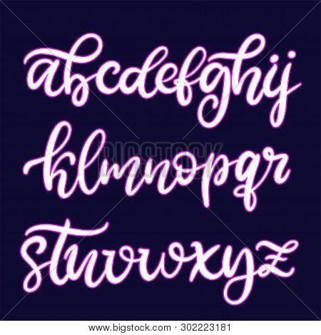 Alphabet. Hand Drawn Typeface, Lettering Script Font. Letters Handwritten In Modern Calligraphy Styl
