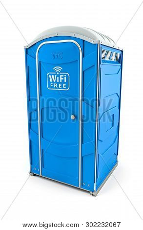 3d Illustration Of A Bio Toilet With The Symbol Of Free Wi-fi On A White Background.