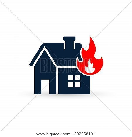House On Fire, Preventing Fire. Fire Alarm, Vector Isolated Illustration.