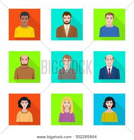 Isolated Object Of Profile And Portrait Icon. Set Of Profile And Profession  Vector Icon For Stock.