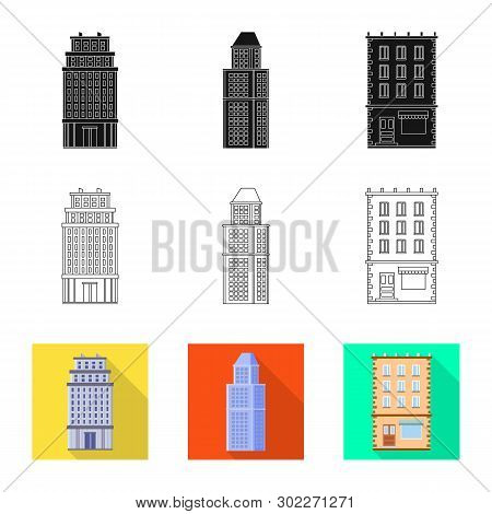 Vector Design Of Municipal And Center Logo. Set Of Municipal And Estate   Vector Icon For Stock.