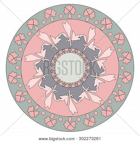 Decorative Element. Round Ornament In Gentle Colors.