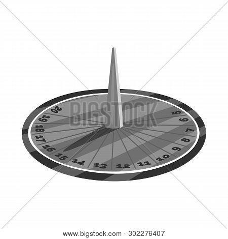 Vector Illustration Of Sundial And Clock Symbol. Collection Of Sundial And Time Vector Icon For Stoc