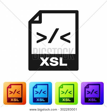 Black Xsl File Document Icon. Download Xsl Button Icon Isolated On White Background. Excel File Symb