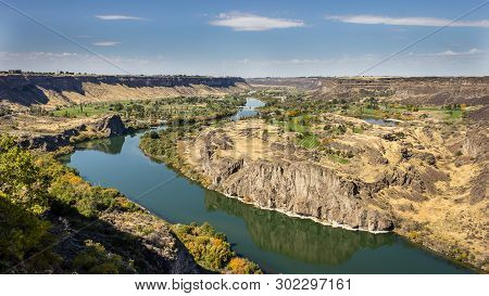 A View Looking West Near The Perrine Bridge In Twin Falls, Idaho, Usa