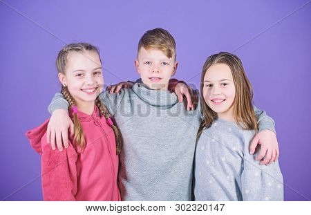 Happy To Have Such Good Friends. Teens Friends. Girl And Boy True Friendship. Children Smiling Faces