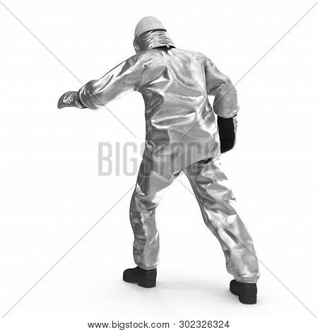Firefighter Wearing Special Hazard Clothing Isolated 3d Illustration
