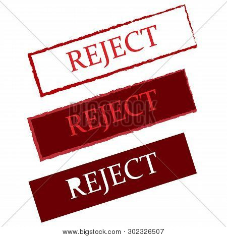 Reject Set Red Vector Flat Icon Sign