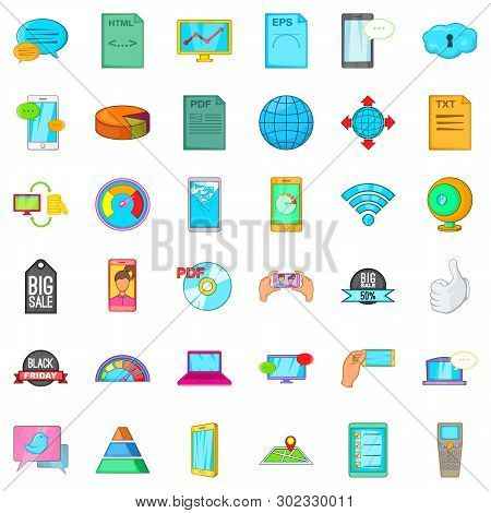 Tv Host Icons Set. Cartoon Set Of 36 Tv Host Icons For Web Isolated On White Background