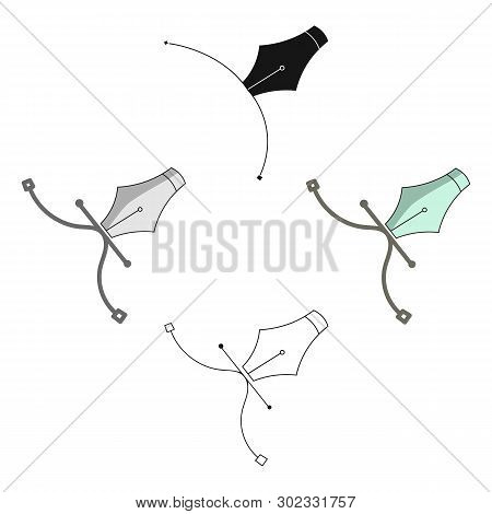 Pen Tool Icon In Cartoon, Black Style Isolated On White Background. Artist And Drawing Symbol Stock 