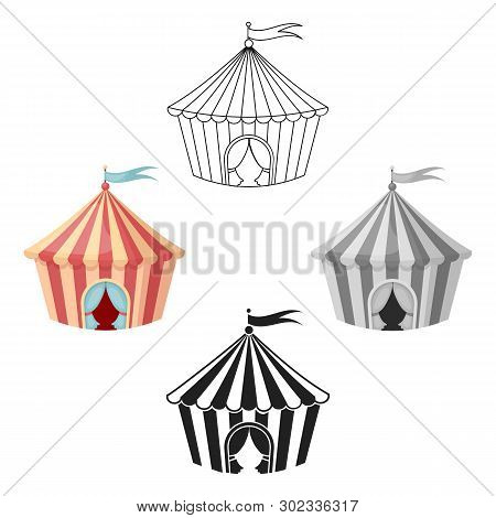 Circus Tent Icon In Cartoon, Black Style Isolated On White Background. Circus Symbol Stock Vector Il
