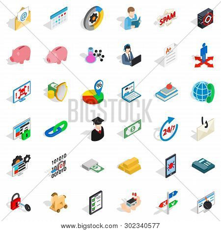 Obligation Icons Set. Isometric Set Of 36 Obligation Icons For Web Isolated On White Background