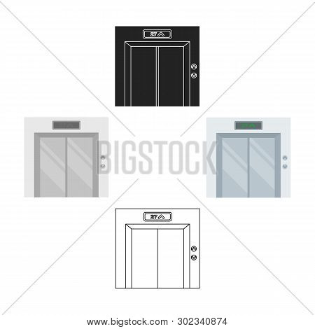Elevator Icon In Cartoon, Black Style Isolated On White Background. Hotel Symbol Stock Vector Illust