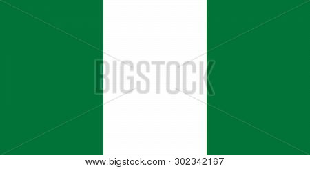 The National Flag Of Nigeria. Vector Illustration. Abuja