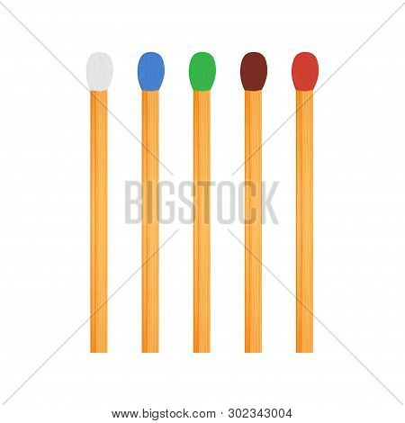 Matches Vector Set With Different Brimstone Color. Vector Stock Illustration.