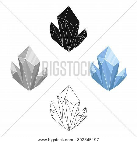 Blue Natural Mineral Icon In Cartoon, Black Style Isolated On White Background. Precious Minerals An
