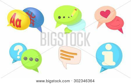 Speak Bubble Icon Set. Cartoon Set Of Speak Bubble Icons For Web Design Isolated On White Background