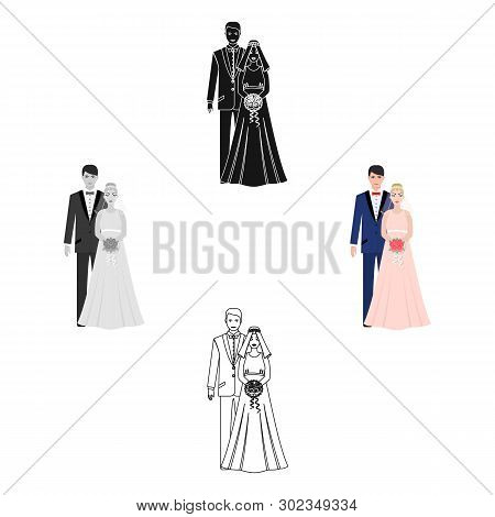 A Man And A Woman In Beautiful Outfits. The Bride And Groom At The Wedding.wedding Single Icon In Ca
