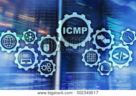 Icmp. Internet Control Message Protocol. Network Concept. Server Room On Background.