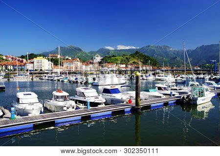 RIBADESELLA, ASTURIAS, SPAIN - MAY 15, 2019: Image of the resort of Ribadesella, Spain, Europe