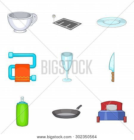 Shelter Icons Set. Cartoon Set Of 9 Shelter Icons For Web Isolated On White Background
