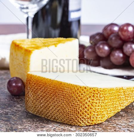 French Yellow Cheeses, Pur Brebis Sheep Melk Cheese Fron Pyrenees And Saint Paulin Creamy, Mild, Sem