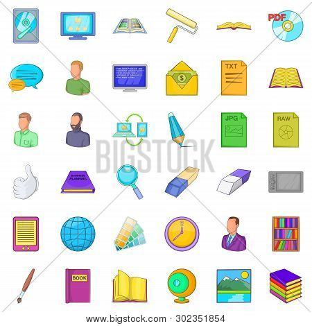 Proprietary Icons Set. Cartoon Set Of 36 Proprietary Icons For Web Isolated On White Background