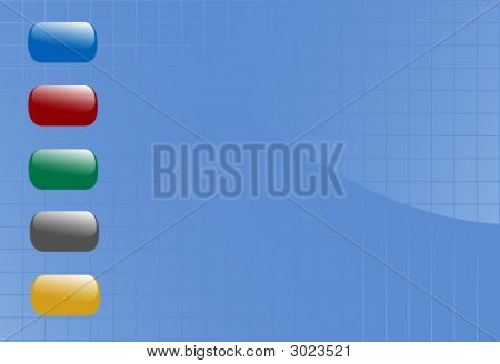 Lesklá tlačítka odrážky Float na pozadí modré mřížky grafu
