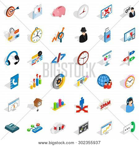 Worksite Icons Set. Isometric Set Of 36 Worksite Icons For Web Isolated On White Background