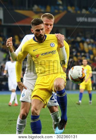 Kyiv, Ukraine - March 14, 2019: Uefa Europa League Game Fc Dynamo Kyiv V Chelsea At Nsc Olimpiyskyi 