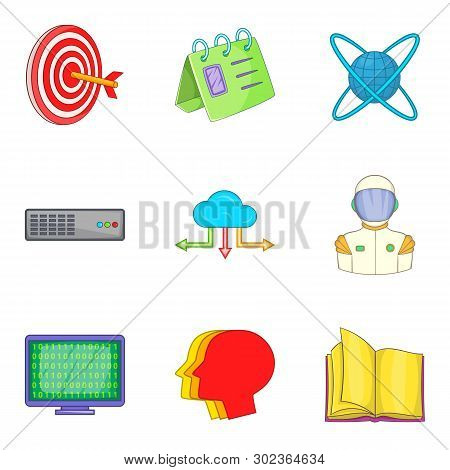 Brainpower Icons Set. Cartoon Set Of 9 Brainpower Icons For Web Isolated On White Background