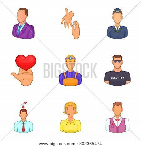 Best Staff Icons Set. Cartoon Set Of 9 Best Staff Icons For Web Isolated On White Background
