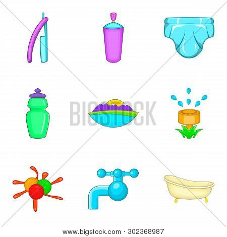 Sanitaryware Icons Set. Cartoon Set Of 9 Sanitaryware Icons For Web Isolated On White Background