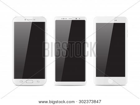 New Realistic Mobile White Smartphone Modern Style. Vector Smartphone Isolated On White Background. 