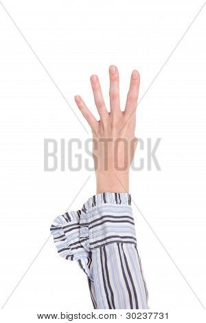 Closeup ของแขน - มือจำนวน 4 เครื่องทำ