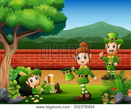 Cartoon Leprechaun In The Park For Parade Of Happy St Patricks Day Celebration