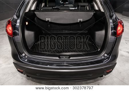 Novosibirsk, Russia - May 20, 2019:  Mazda Cx5, Close-up Of The Luggage Boot, Front View. Photograph