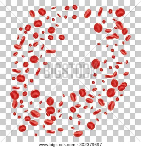 Red Blood Cell Flowing In Vein Or Artery. Vector Illustration On Transparent Background. Healthcare 
