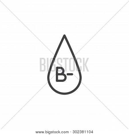 B- Blood Type Line Icon. Linear Style Sign For Mobile Concept And Web Design. B Minus, Negative Bloo