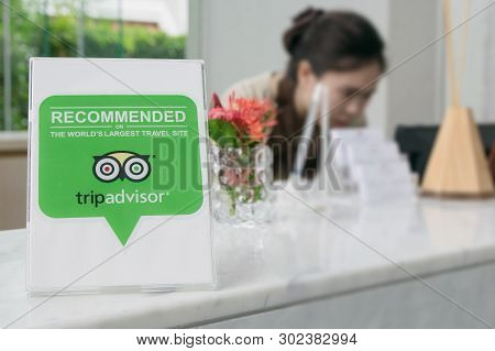 Bangkok, Thailand - Jan 14 2019 -tripadvisor Recommended At Hotel Reception .tripadvisor Provides Re
